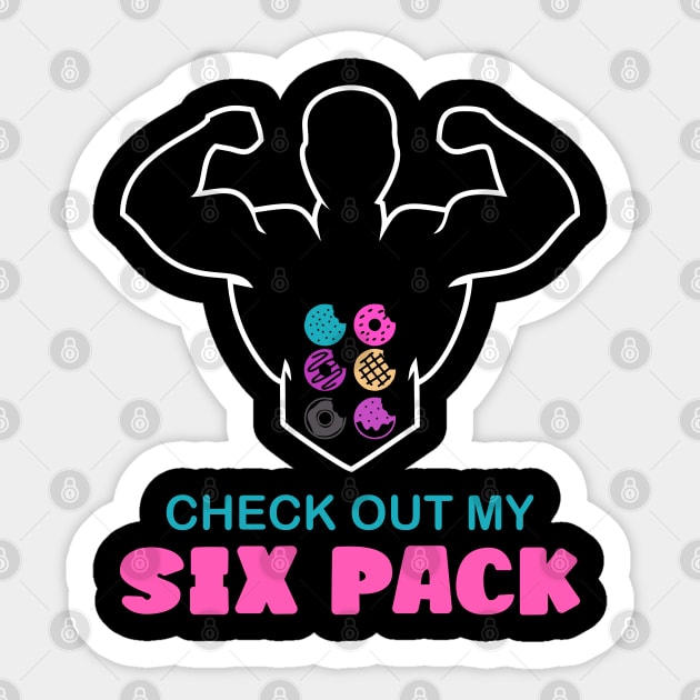 Check Out My Six Pack Funny Donuts Sticker by trendybestgift